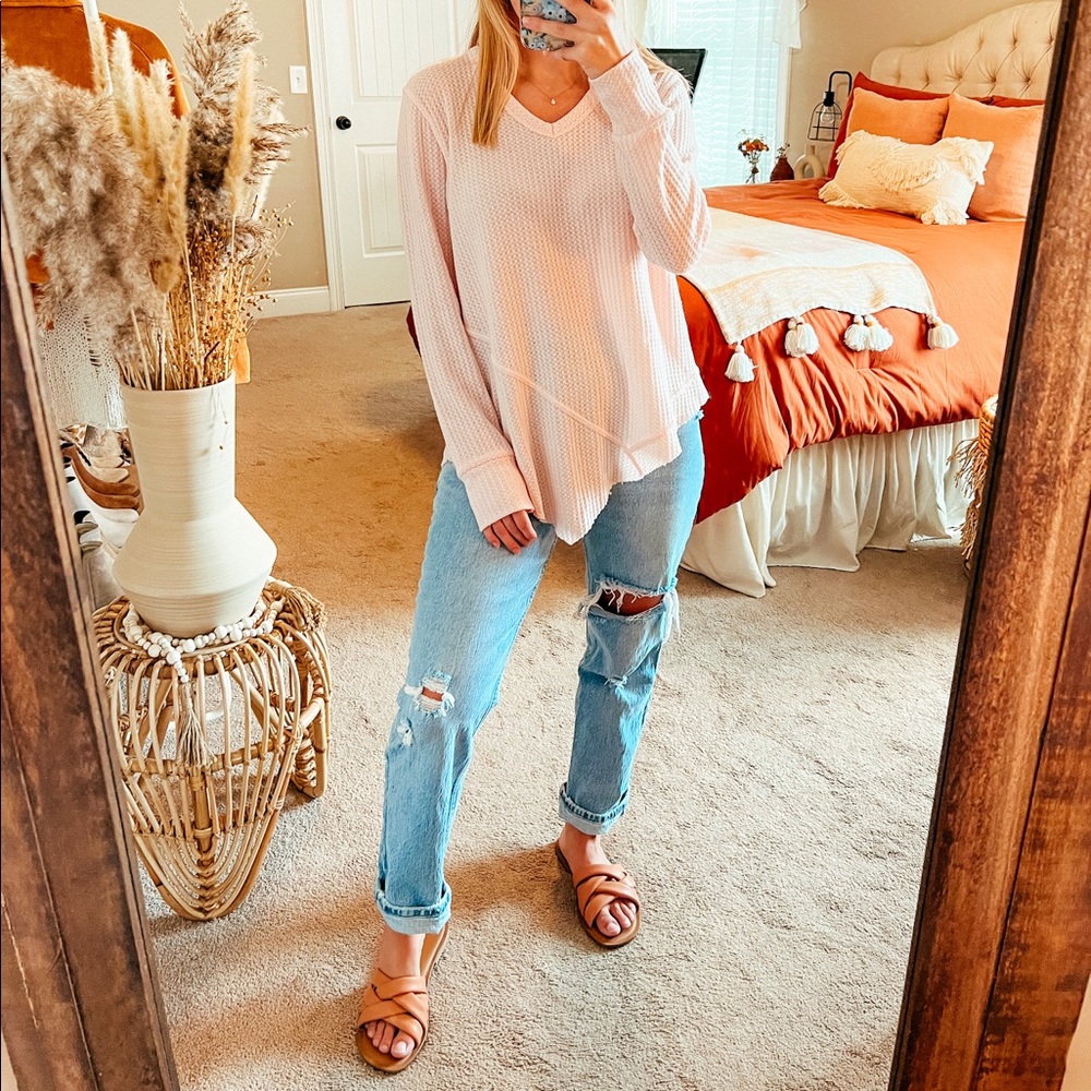 William Rast asymmetrical waffleknit top